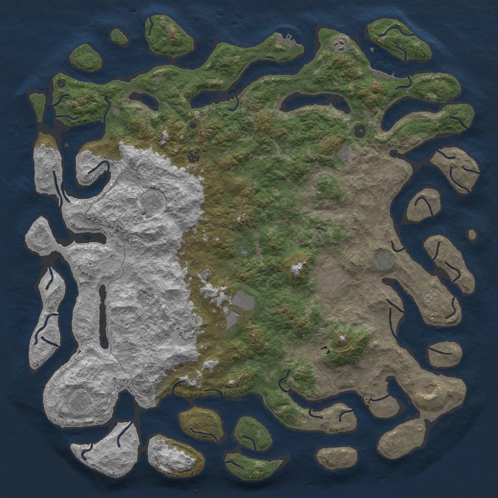 Rust Map: Procedural Map, Size: 6000, Seed: 5450, 16 Monuments