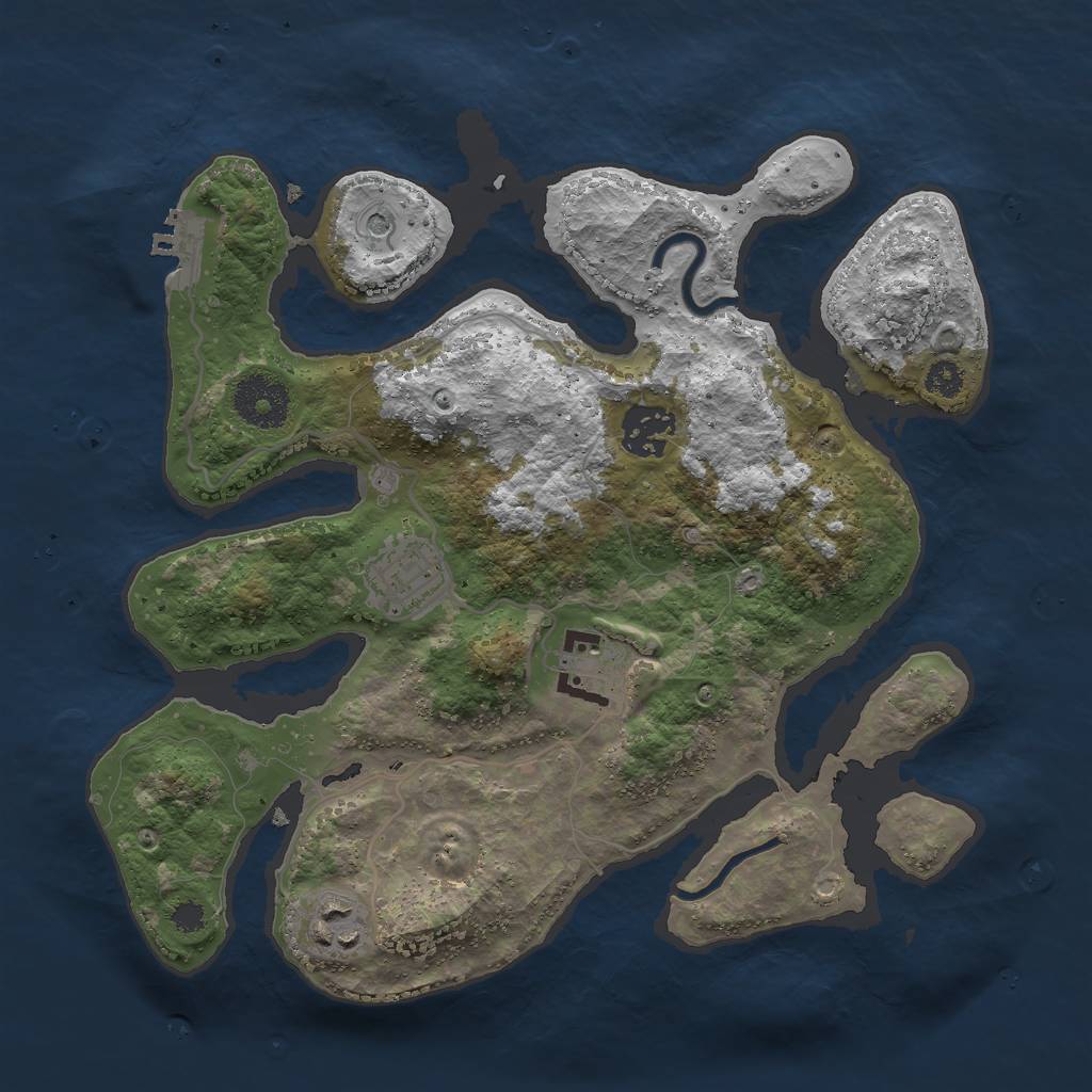 Rust Map: Procedural Map, Size: 3000, Seed: 353536456, 8 Monuments