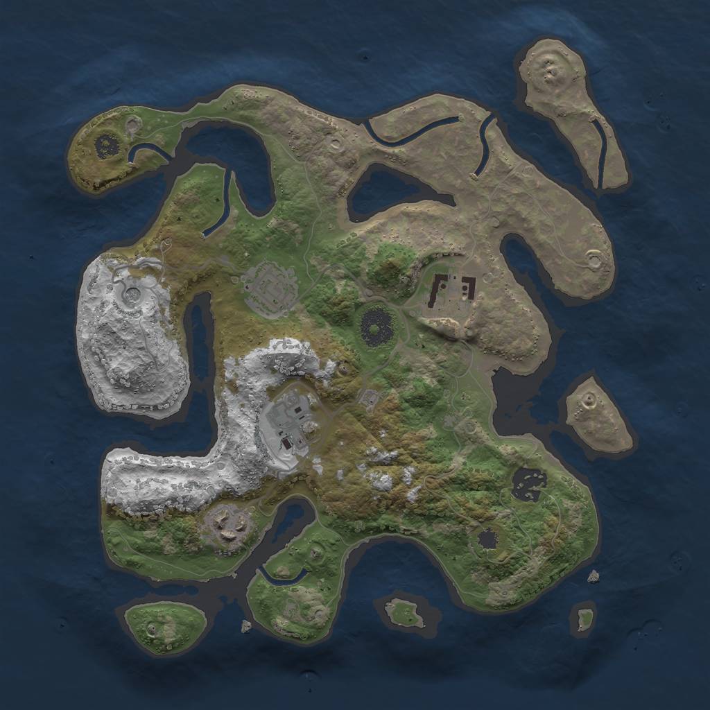 Rust Map: Procedural Map, Size: 3000, Seed: 337286145, 8 Monuments