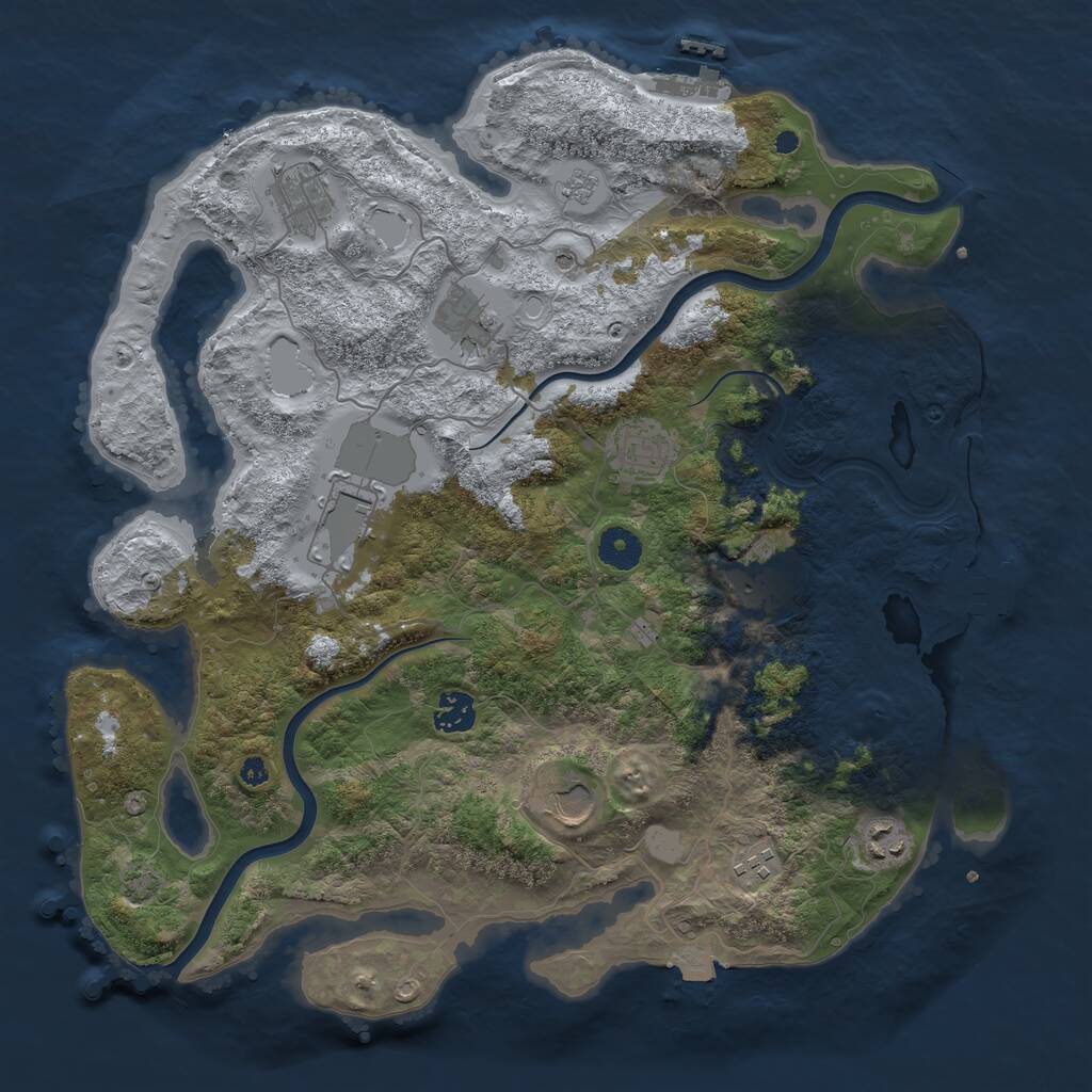 Rust Map: Procedural Map, Size: 3850, Seed: 1211249794, 15 Monuments
