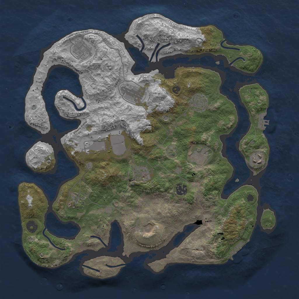 Rust Map: Procedural Map, Size: 3850, Seed: 1211249794, 15 Monuments