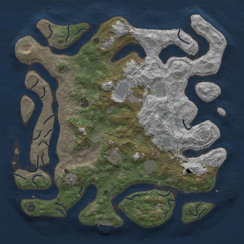 Rust Map: Procedural Map, Size: 4500, Seed: 72307, 14 Monuments