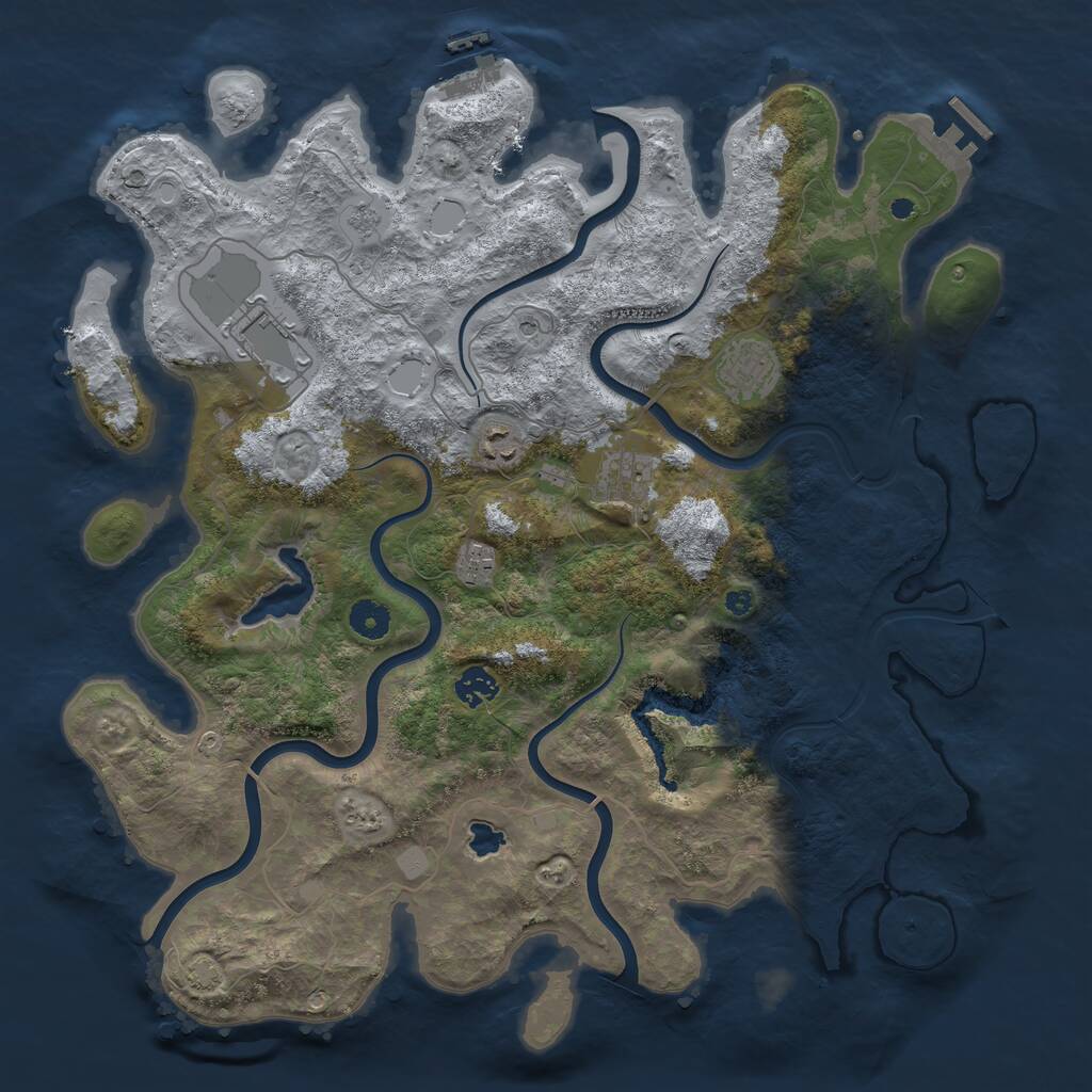 Rust Map: Procedural Map, Size: 4096, Seed: 122307, 12 Monuments