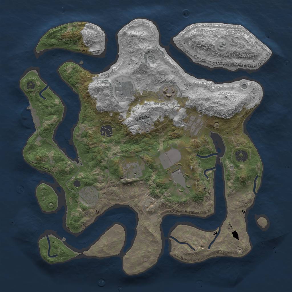 Rust Map: Procedural Map, Size: 3500, Seed: 85880684, 12 Monuments