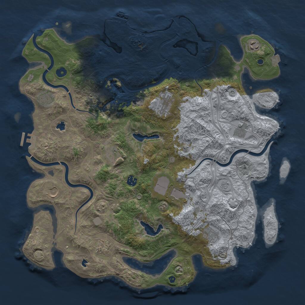 Rust Map: Procedural Map, Size: 4500, Seed: 52307, 17 Monuments
