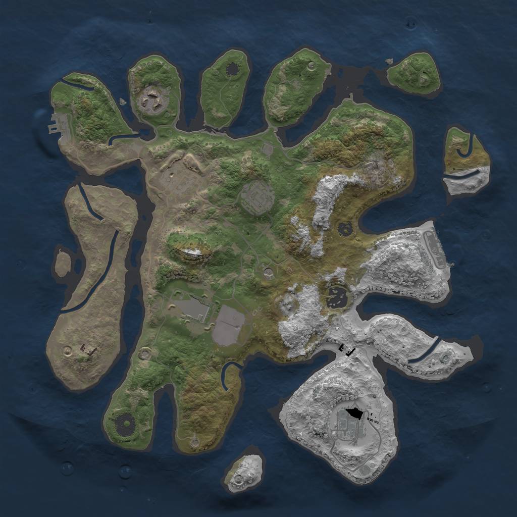 Rust Map: Procedural Map, Size: 3500, Seed: 26823212, 11 Monuments