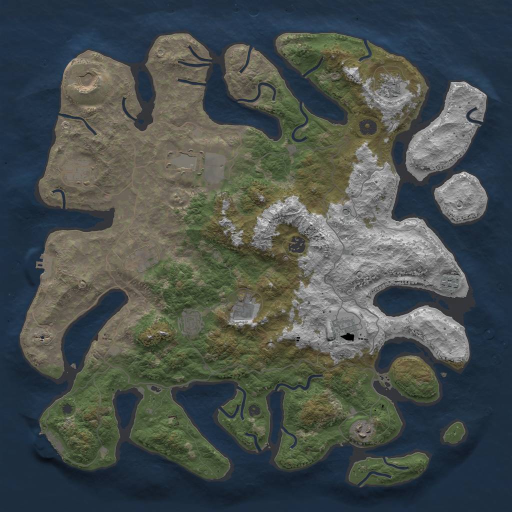 Rust Map: Procedural Map, Size: 4500, Seed: 32307, 16 Monuments