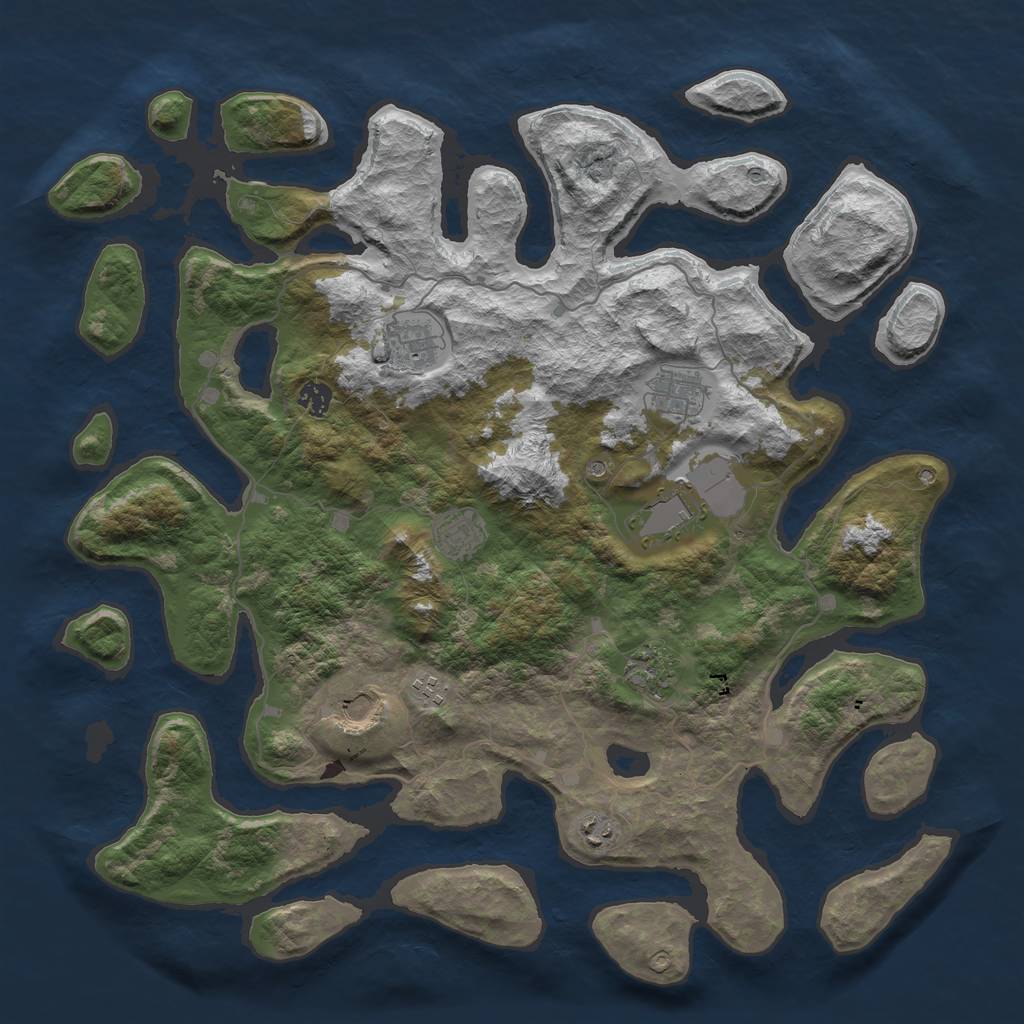 Rust Map: Barren, Size: 4500, Seed: 62307, 12 Monuments