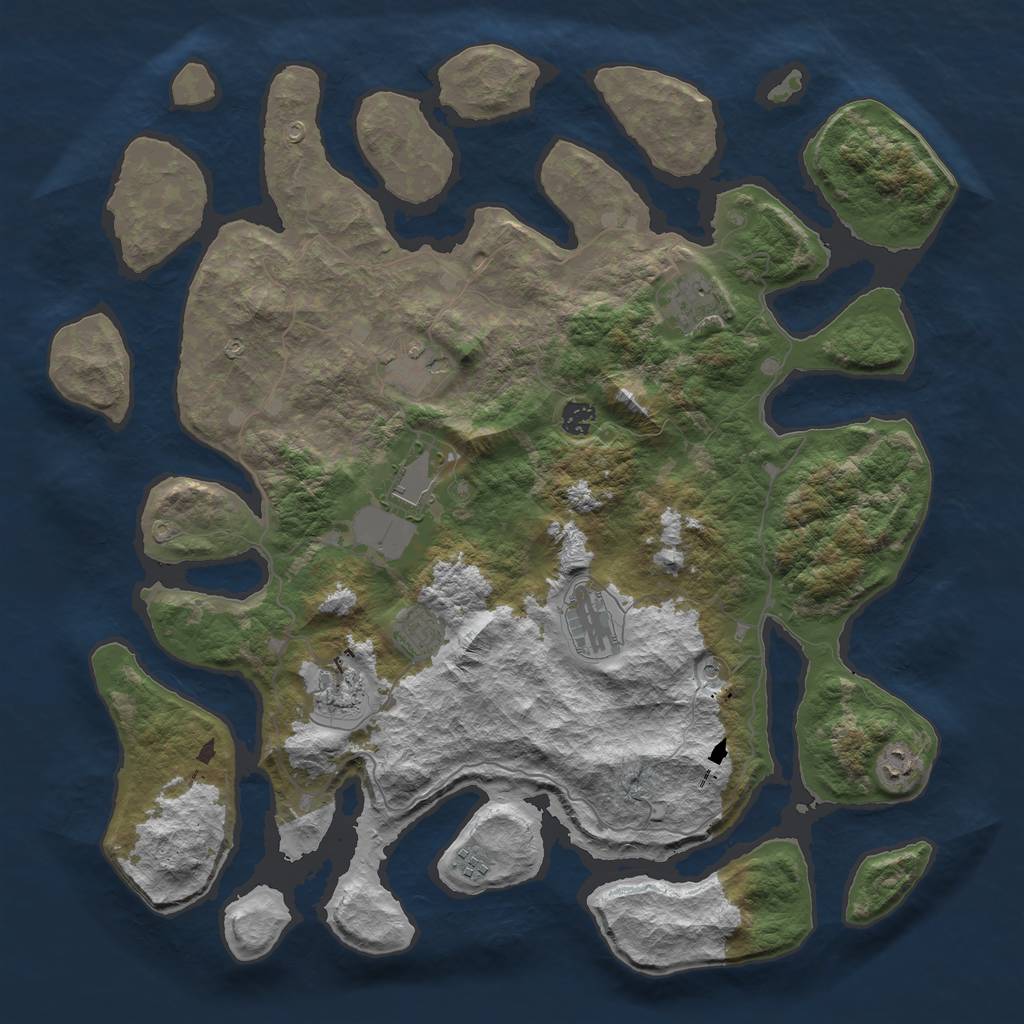 Rust Map: Barren, Size: 4500, Seed: 42307, 12 Monuments