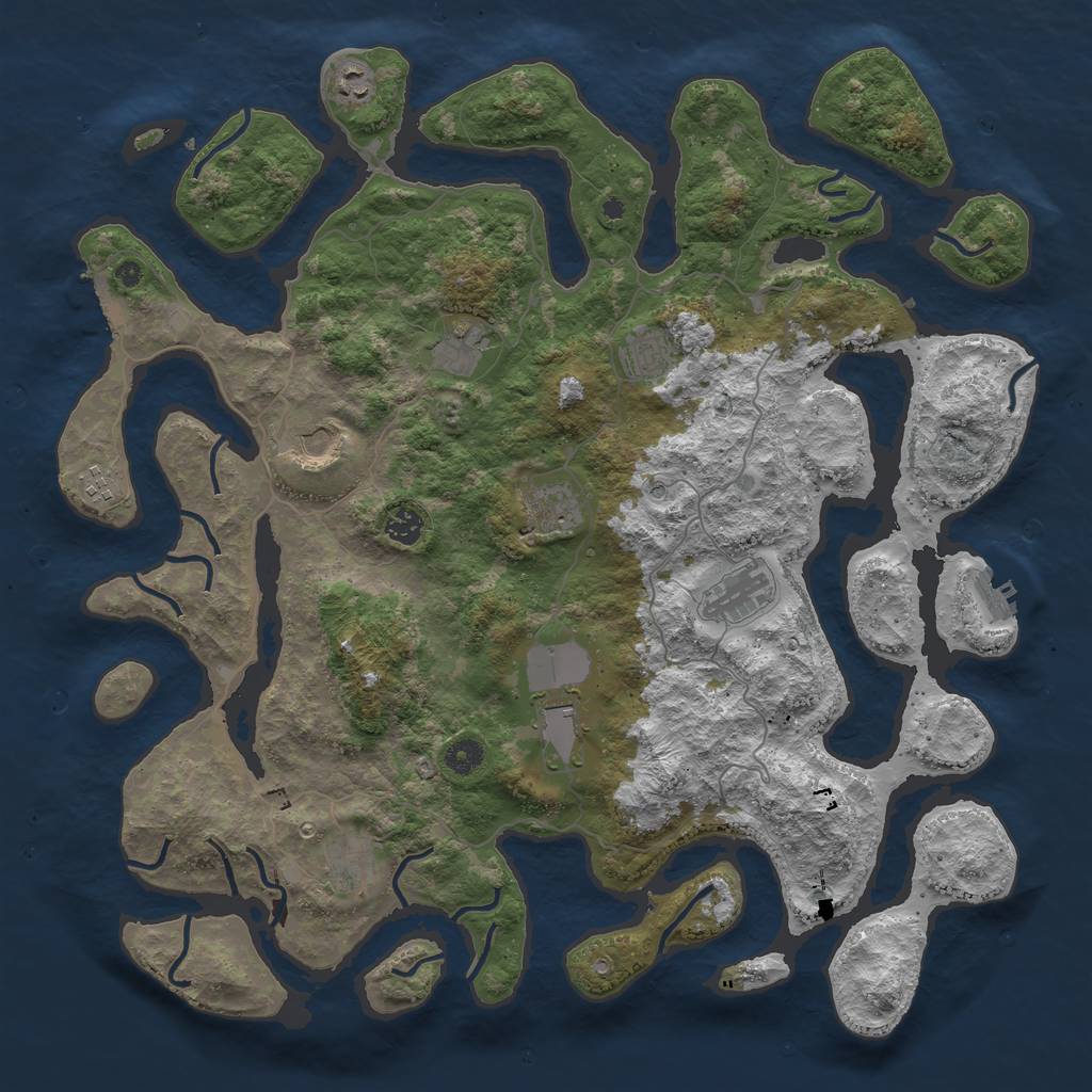 Rust Map: Procedural Map, Size: 4500, Seed: 12307, 15 Monuments