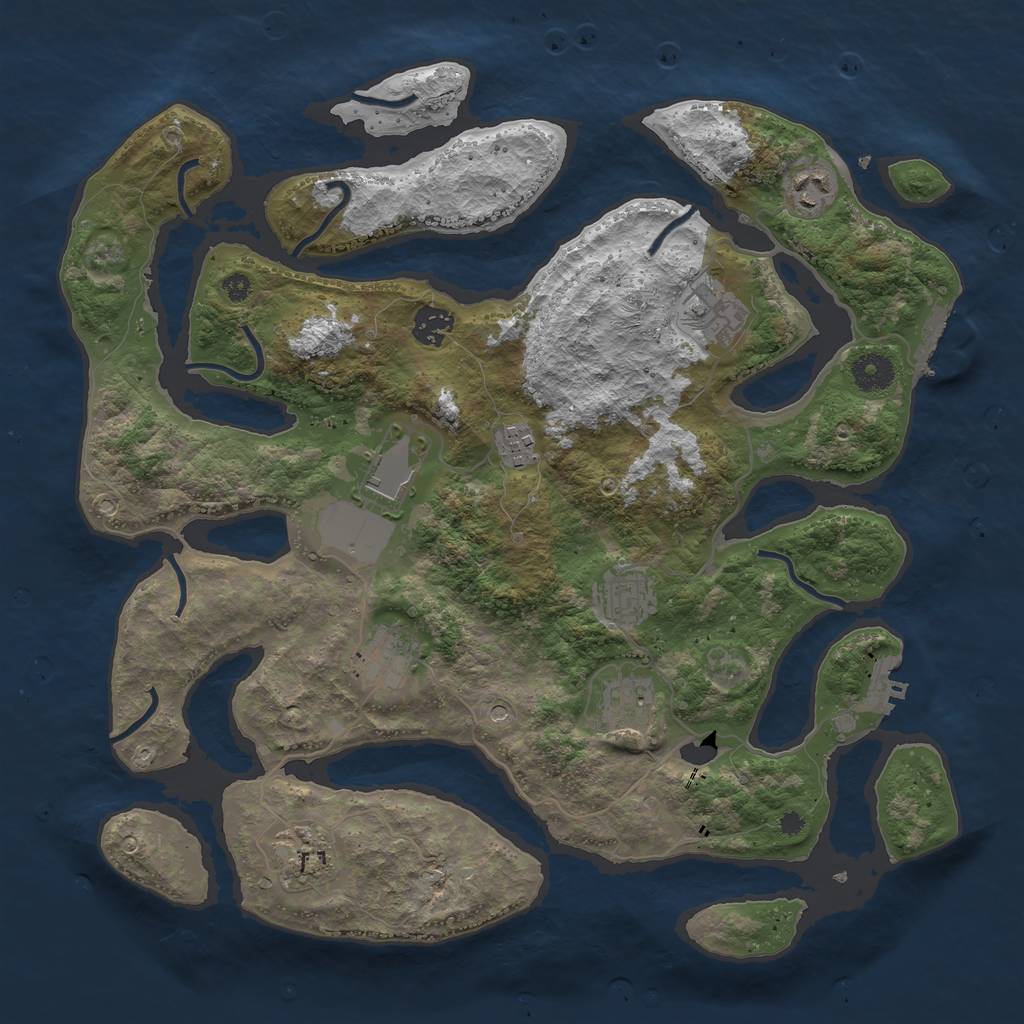 Rust Map: Procedural Map, Size: 3800, Seed: 132307, 14 Monuments