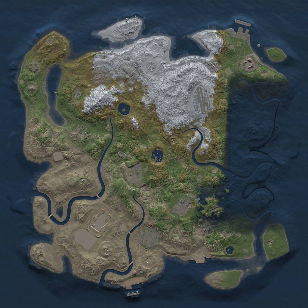 Rust Map: Procedural Map, Size: 3800, Seed: 132307, 16 Monuments