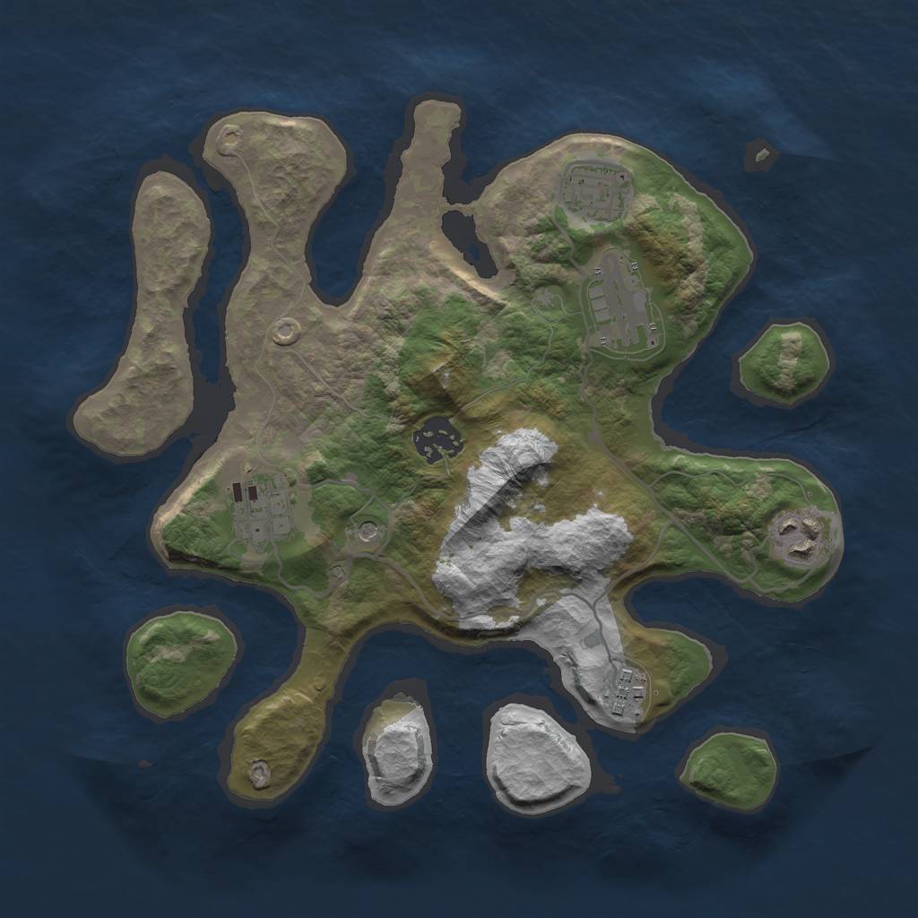 Rust Map: Barren, Size: 2950, Seed: 5123, 9 Monuments