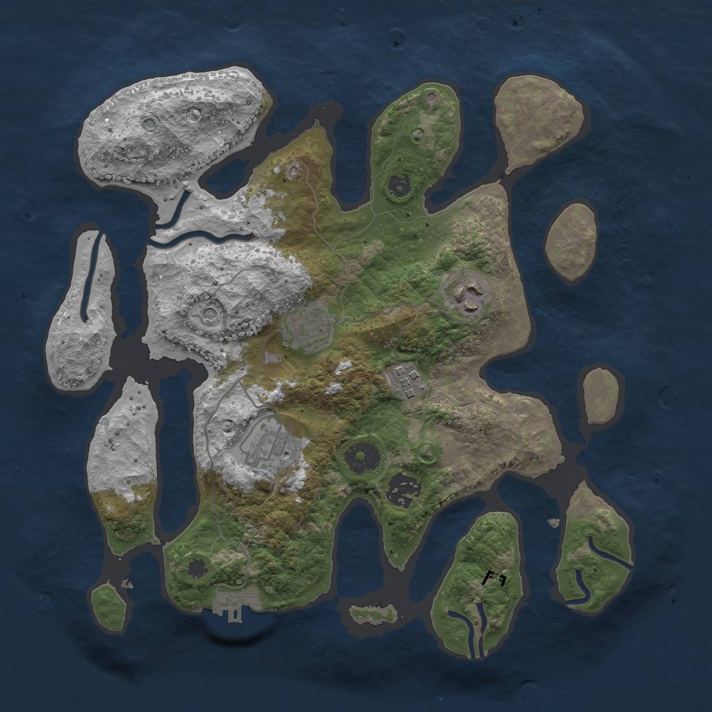 Rust Map: Procedural Map, Size: 3200, Seed: 6545, 9 Monuments