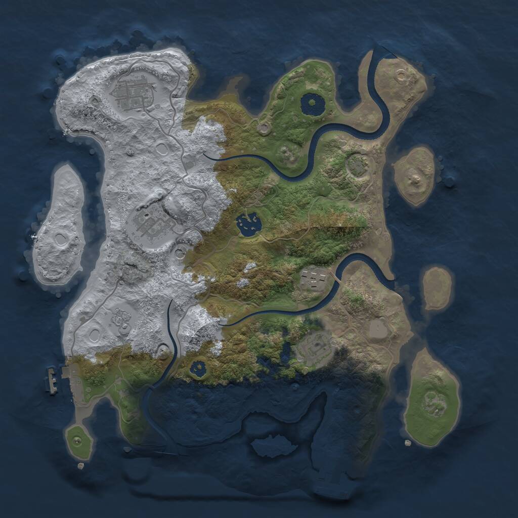 Rust Map: Procedural Map, Size: 3200, Seed: 6545, 11 Monuments