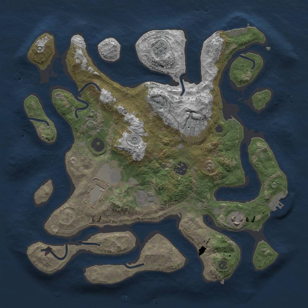 Rust Map: Procedural Map, Size: 3500, Seed: 436754533, 12 Monuments