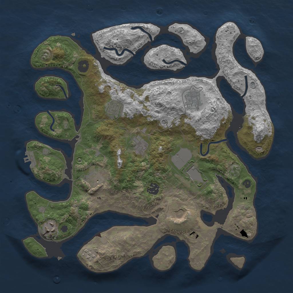 Rust Map: Procedural Map, Size: 3700, Seed: 906227532, 13 Monuments