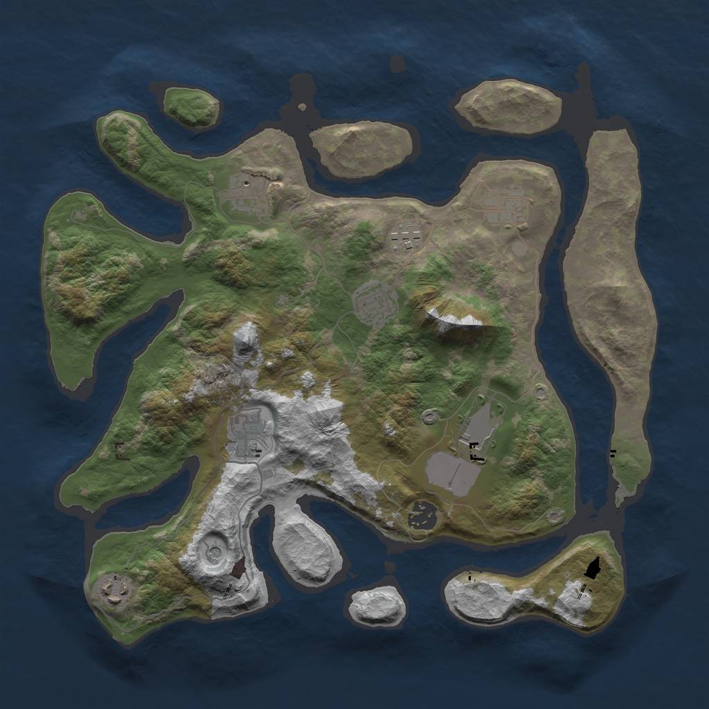 Rust Map: Barren, Size: 3600, Seed: 2049, 11 Monuments