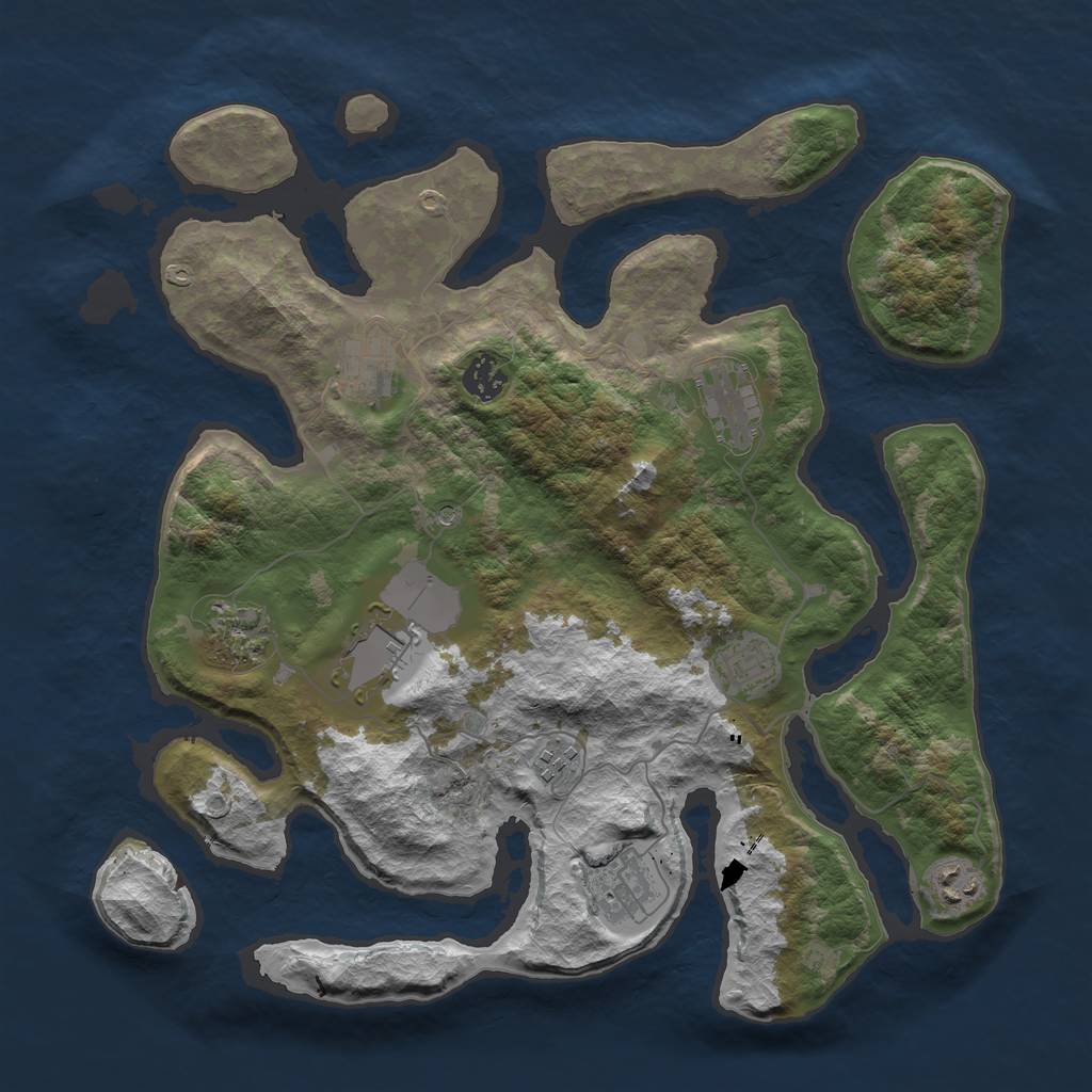 Rust Map: Barren, Size: 3750, Seed: 56564573, 12 Monuments