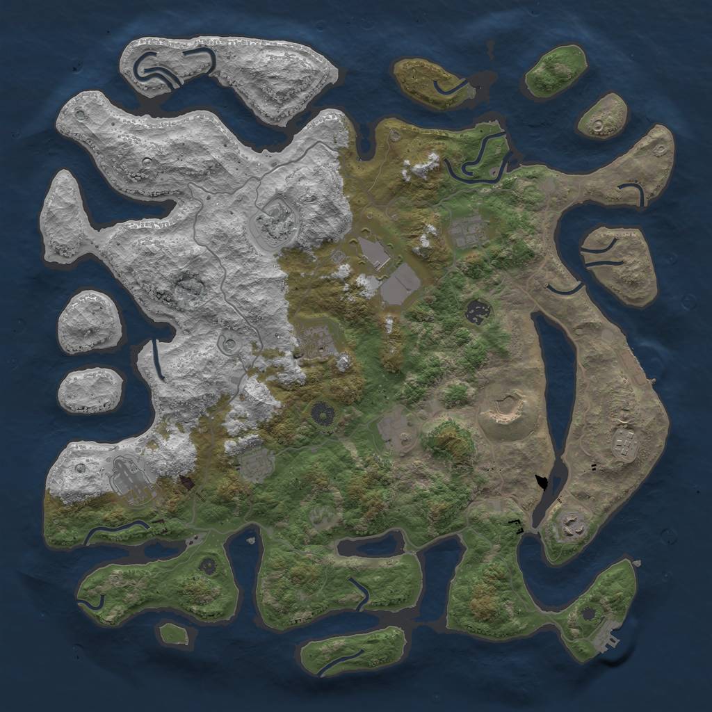 Rust Map: Procedural Map, Size: 4500, Seed: 1463302498, 16 Monuments