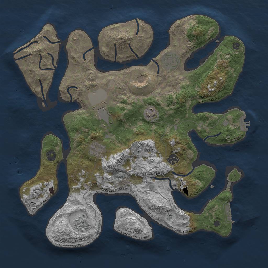 Rust Map: Procedural Map, Size: 3750, Seed: 98943211, 13 Monuments