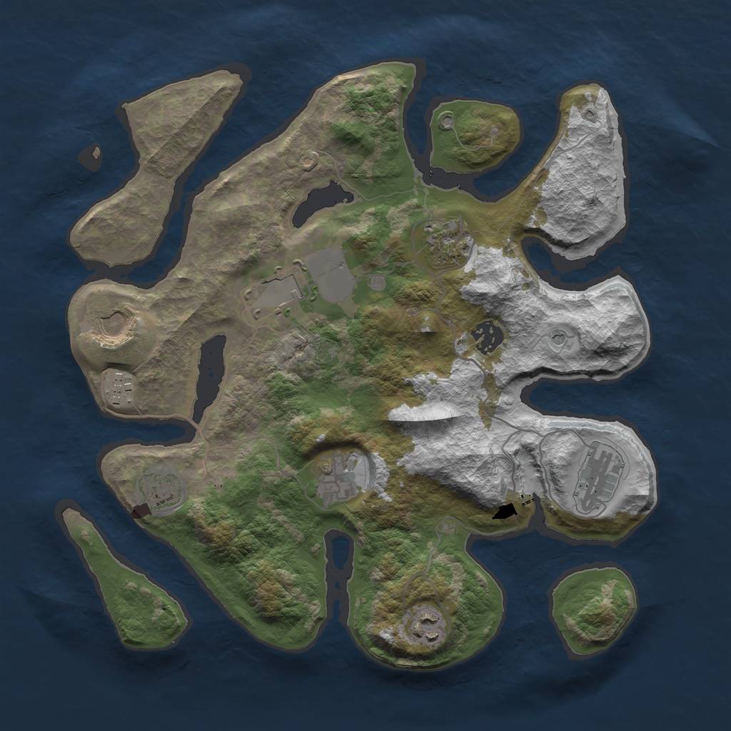 Rust Map: Barren, Size: 3500, Seed: 84415, 12 Monuments