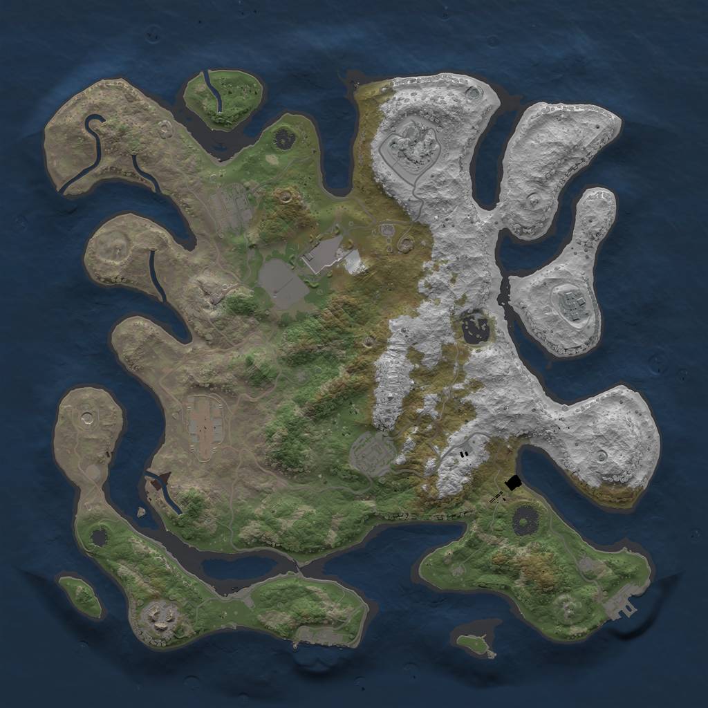 Rust Map: Procedural Map, Size: 3700, Seed: 230721, 13 Monuments