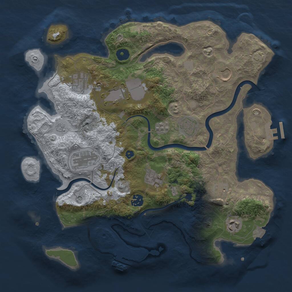 Rust Map: Procedural Map, Size: 3500, Seed: 66342734, 16 Monuments