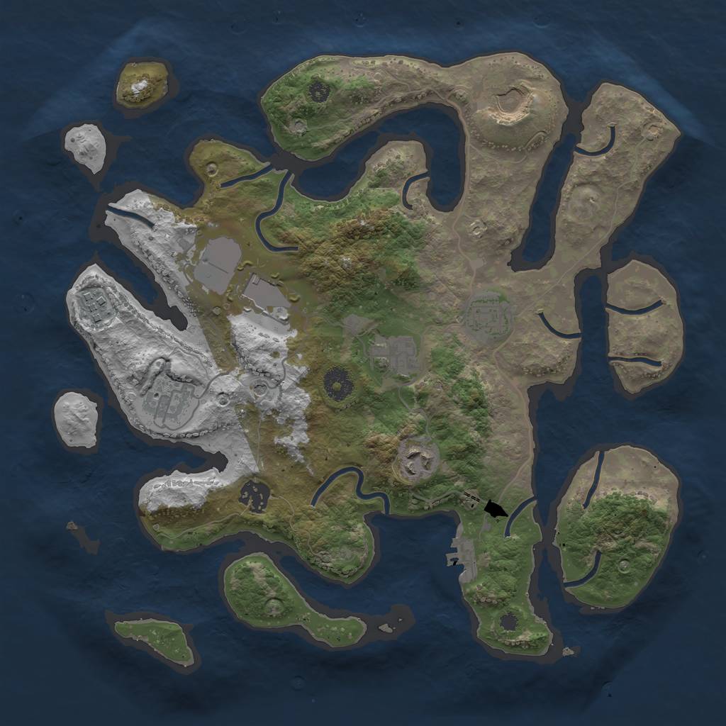 Rust Map: Procedural Map, Size: 3500, Seed: 66342734, 12 Monuments