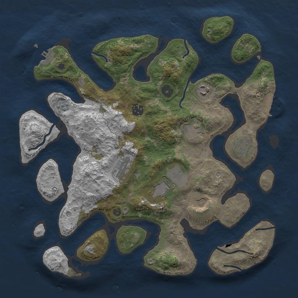 Rust Map: Procedural Map, Size: 3750, Seed: 5214454, 13 Monuments