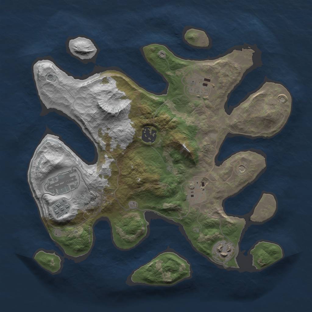 Rust Map: Barren, Size: 3000, Seed: 899993768, 9 Monuments