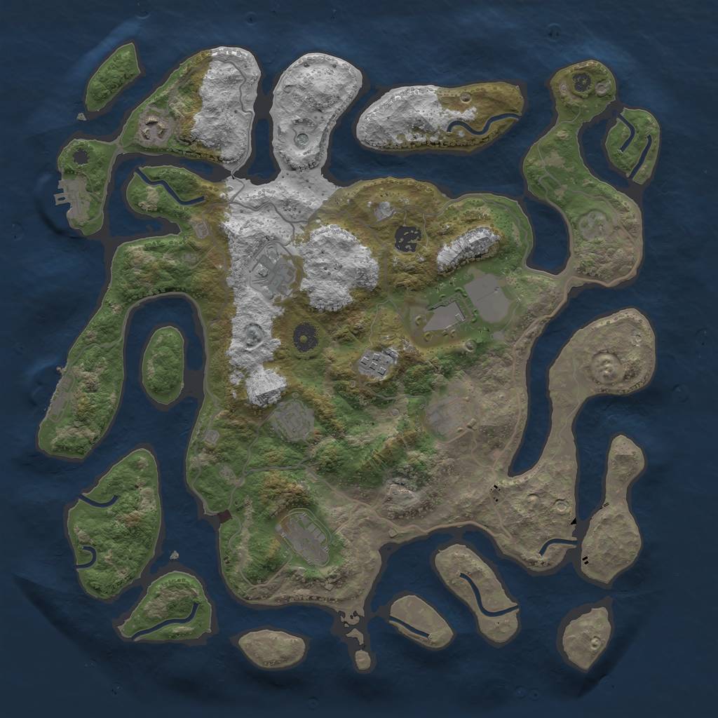 Rust Map: Procedural Map, Size: 4000, Seed: 224537, 13 Monuments