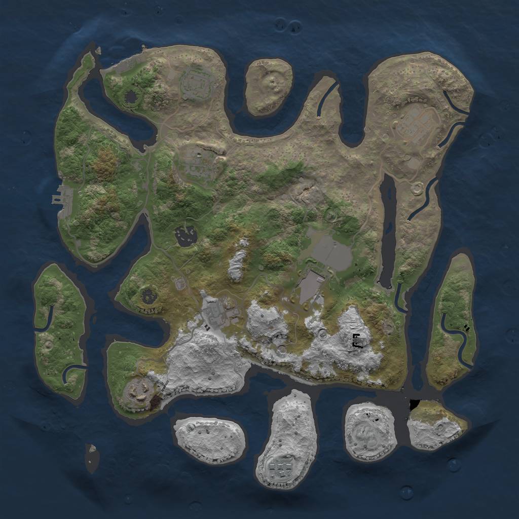 Rust Map: Procedural Map, Size: 3500, Seed: 1716996977, 13 Monuments