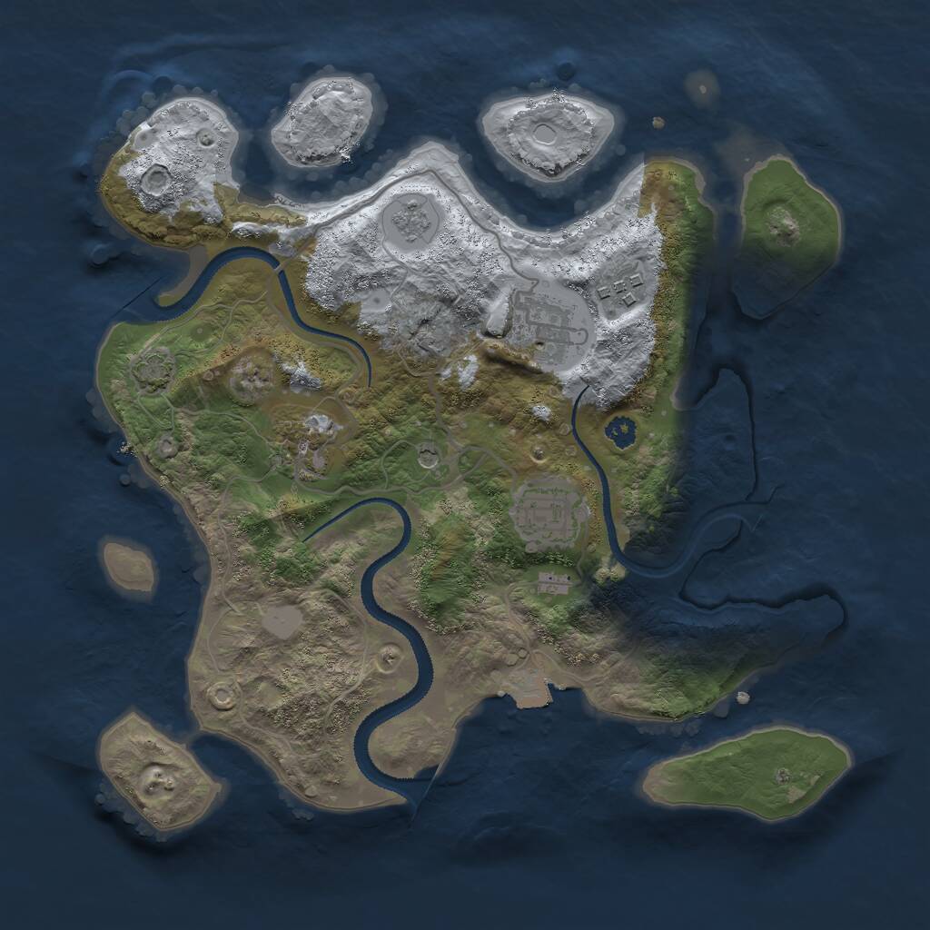 Rust Map: Procedural Map, Size: 3000, Seed: 754212, 8 Monuments
