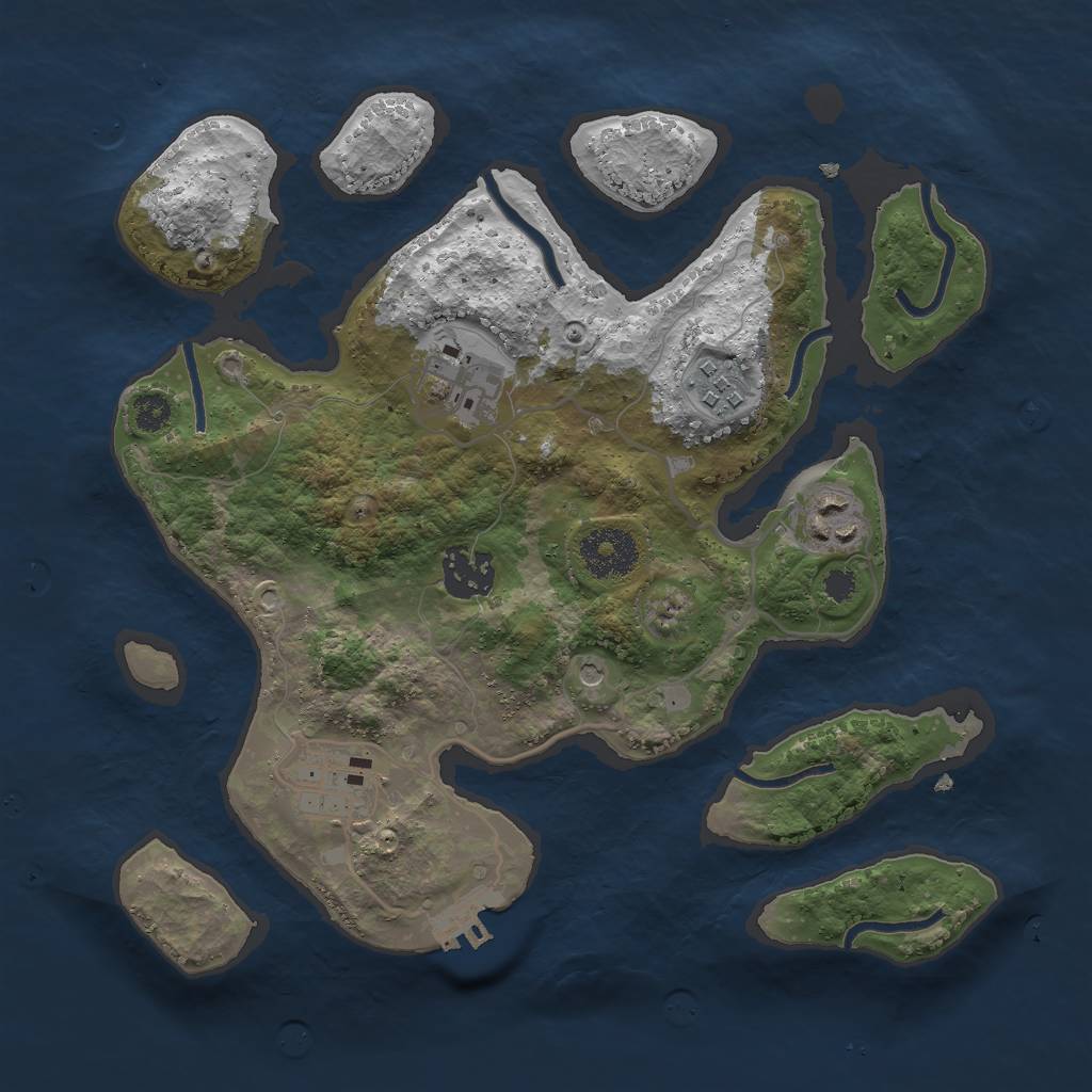 Rust Map: Procedural Map, Size: 3000, Seed: 754212, 9 Monuments