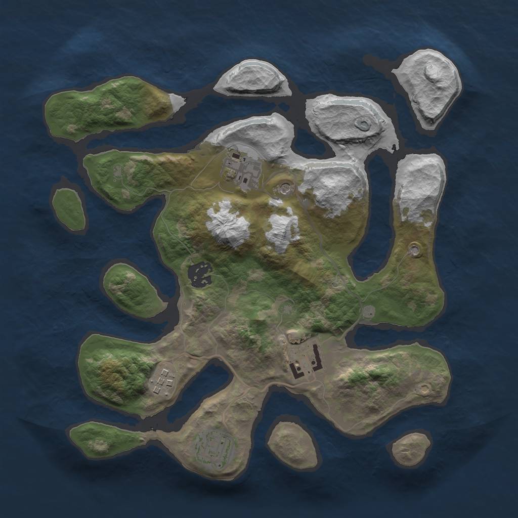 Rust Map: Barren, Size: 3000, Seed: 114888728, 8 Monuments