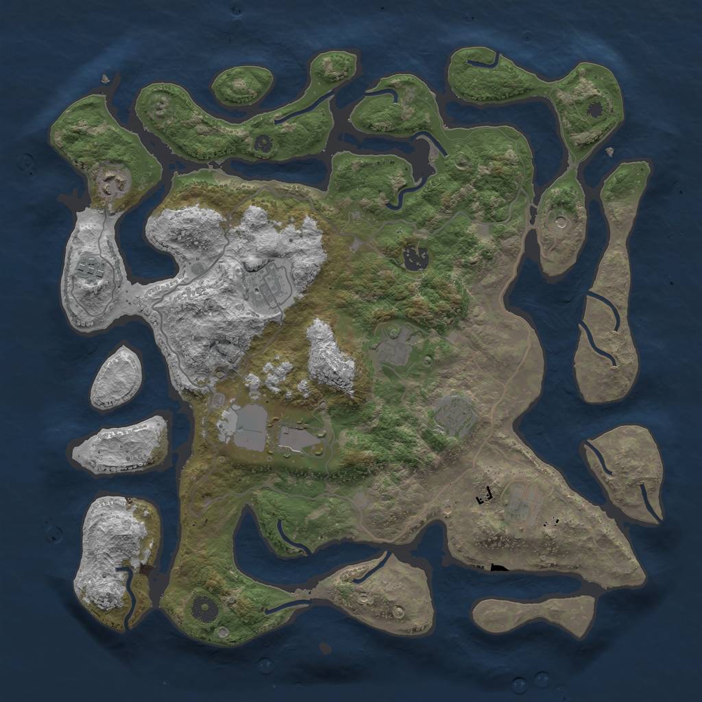 Rust Map: Procedural Map, Size: 4000, Seed: 1459487166, 11 Monuments