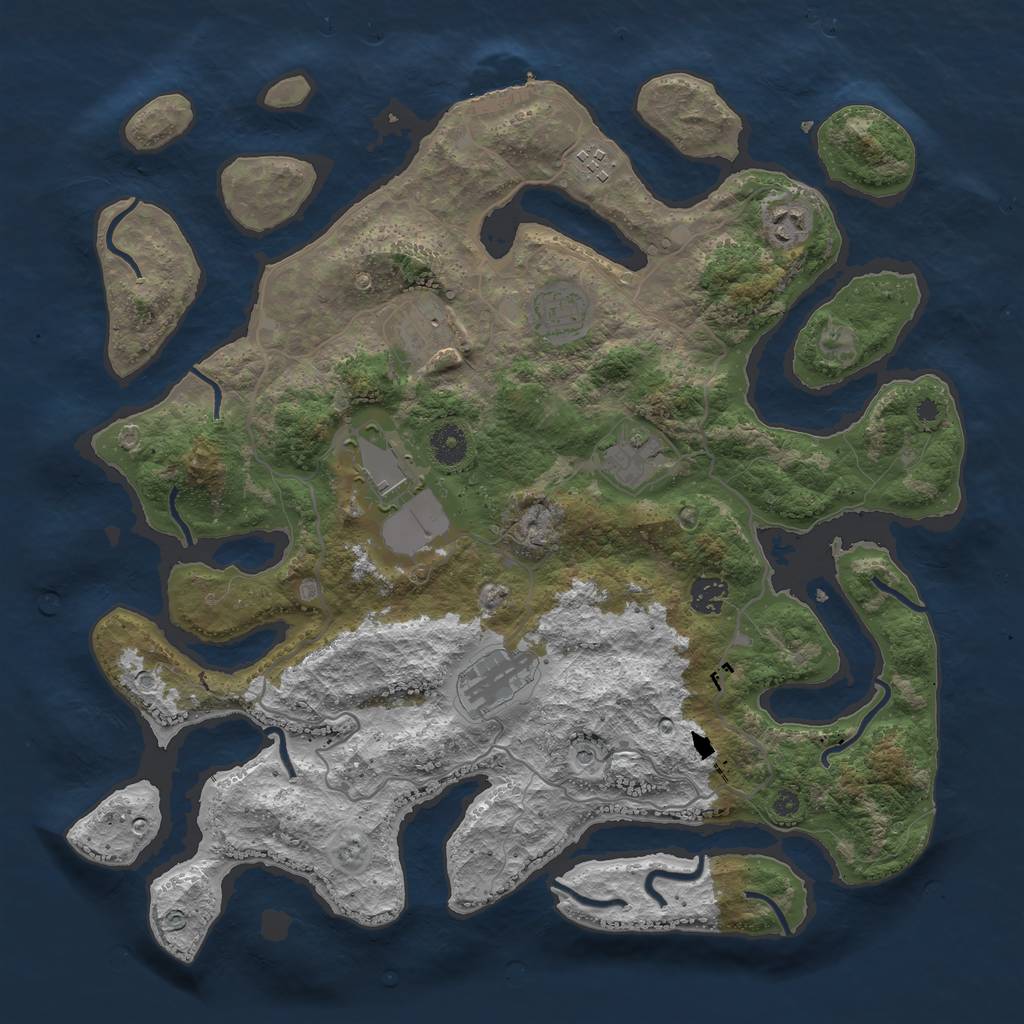 Rust Map: Procedural Map, Size: 4000, Seed: 315717, 12 Monuments