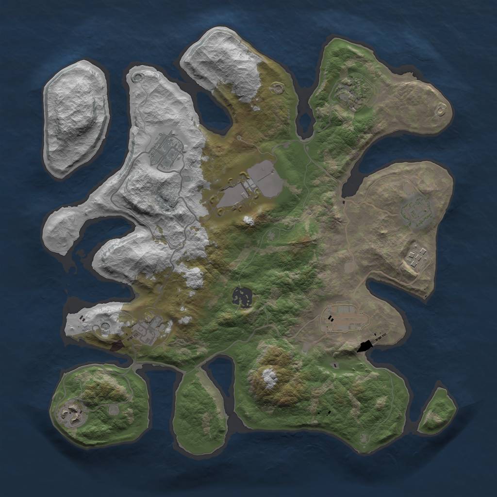 Rust Map: Barren, Size: 3500, Seed: 23072021, 12 Monuments