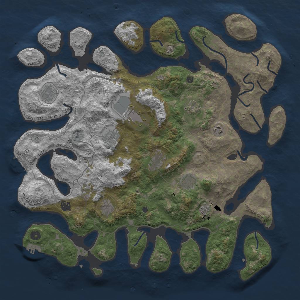 Rust Map: Procedural Map, Size: 4500, Seed: 1446959006, 15 Monuments