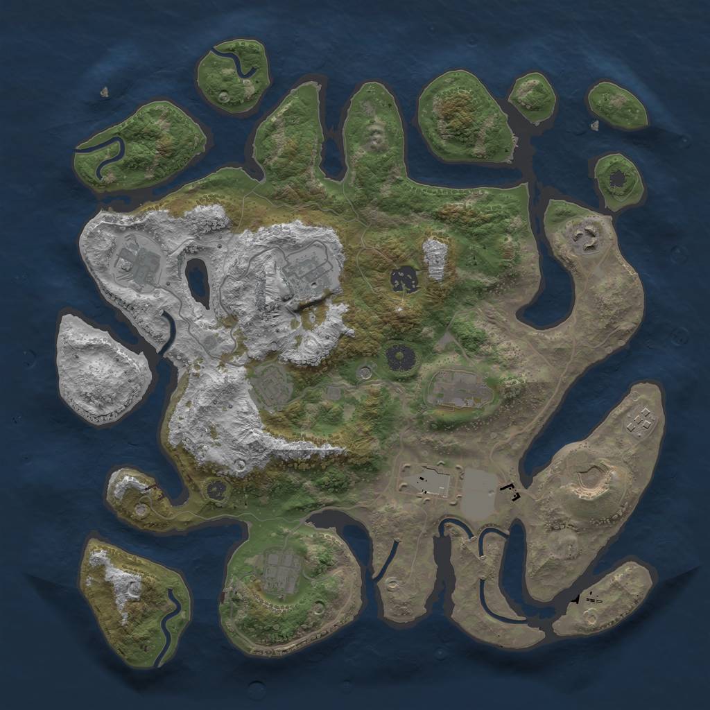 Rust Map: Procedural Map, Size: 3750, Seed: 589092991, 13 Monuments