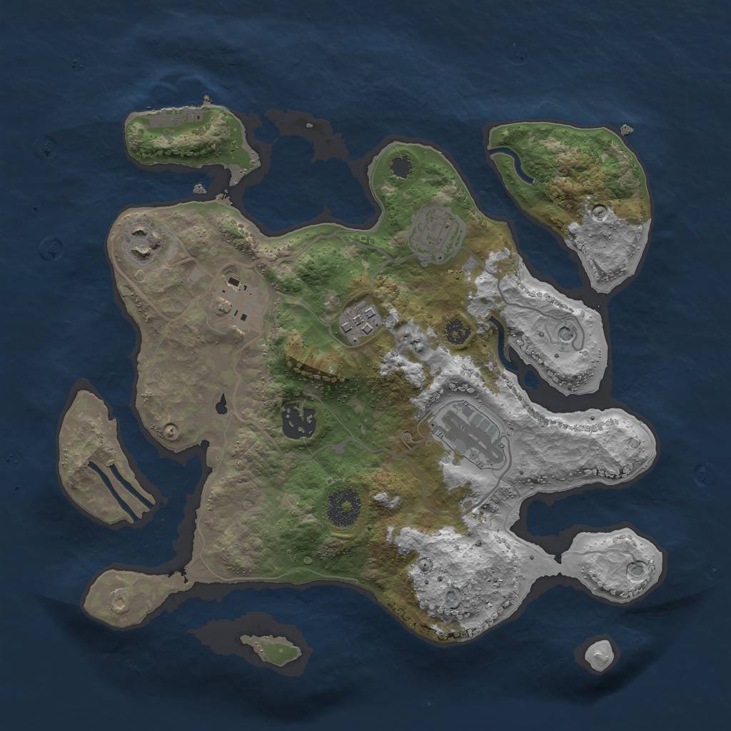 Rust Map: Procedural Map, Size: 3000, Seed: 771297, 10 Monuments