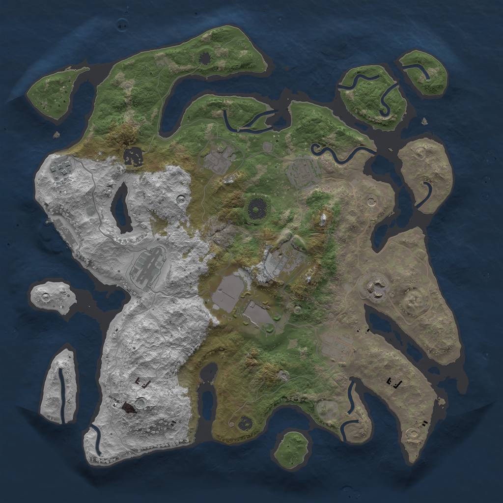 Rust Map: Procedural Map, Size: 3700, Seed: 2097169883, 13 Monuments