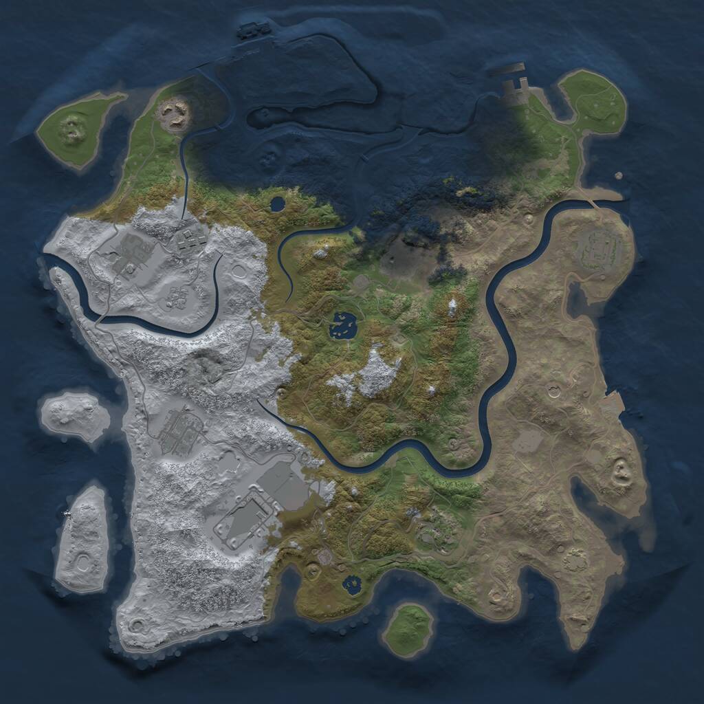 Rust Map: Procedural Map, Size: 3700, Seed: 2097169883, 15 Monuments