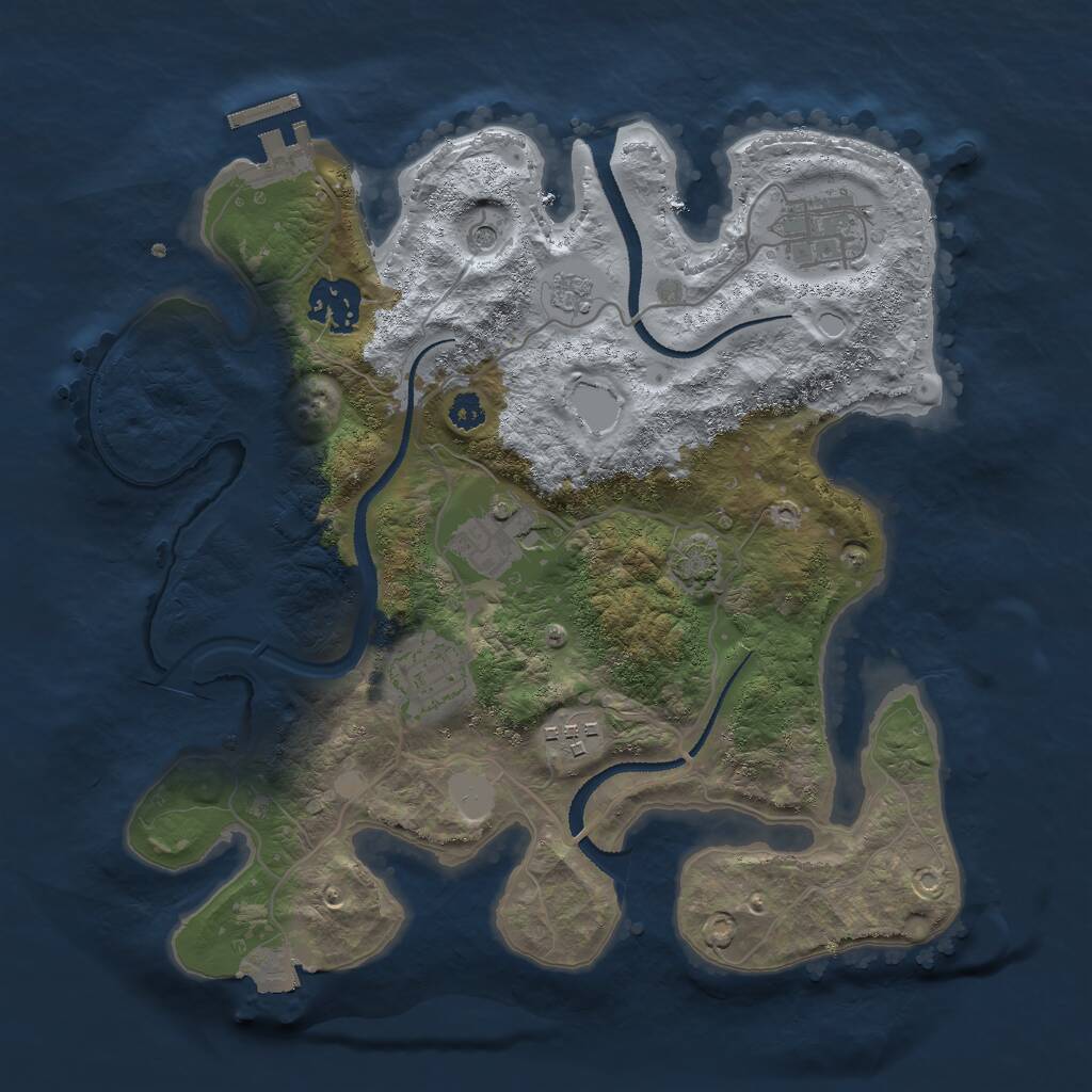 Rust Map: Procedural Map, Size: 3000, Seed: 589889, 10 Monuments