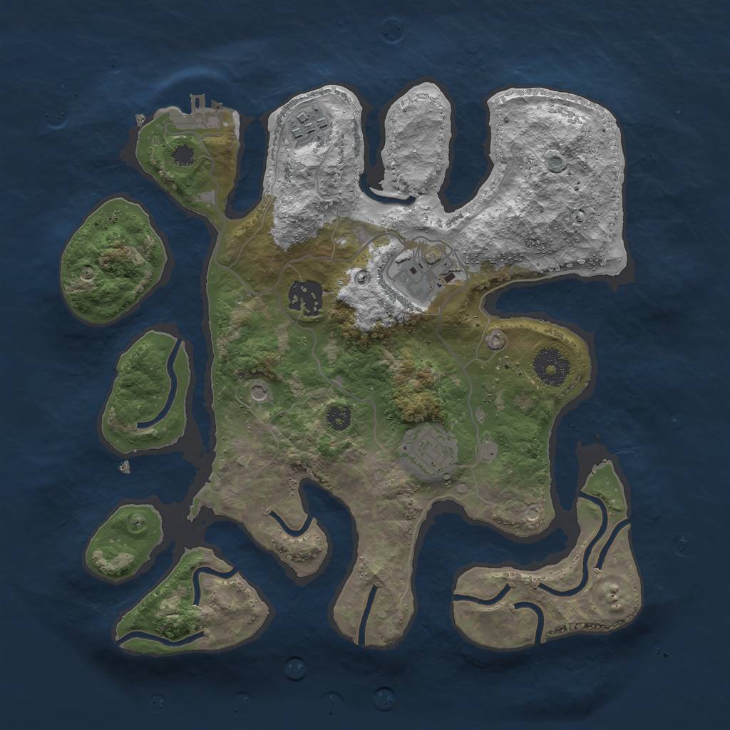 Rust Map: Procedural Map, Size: 3000, Seed: 589889, 8 Monuments