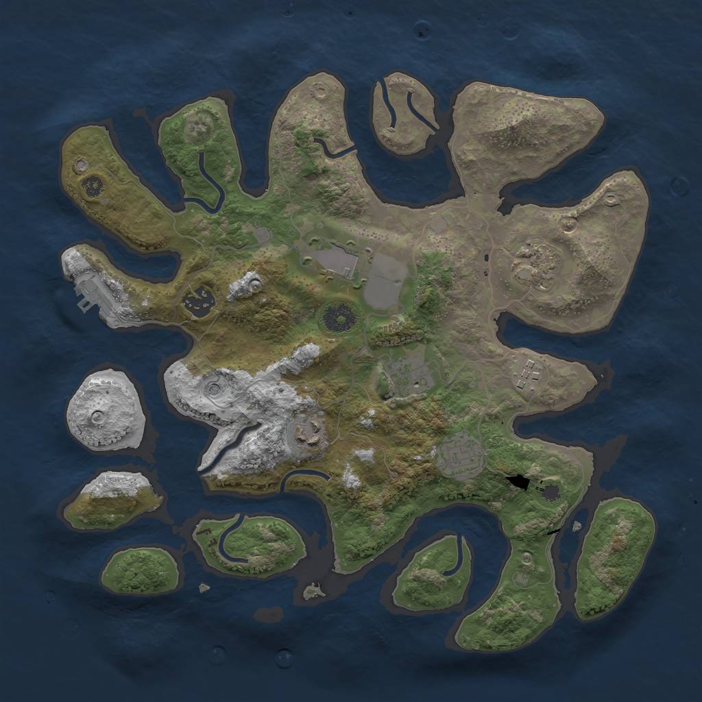 Rust Map: Procedural Map, Size: 3500, Seed: 1487451456, 11 Monuments