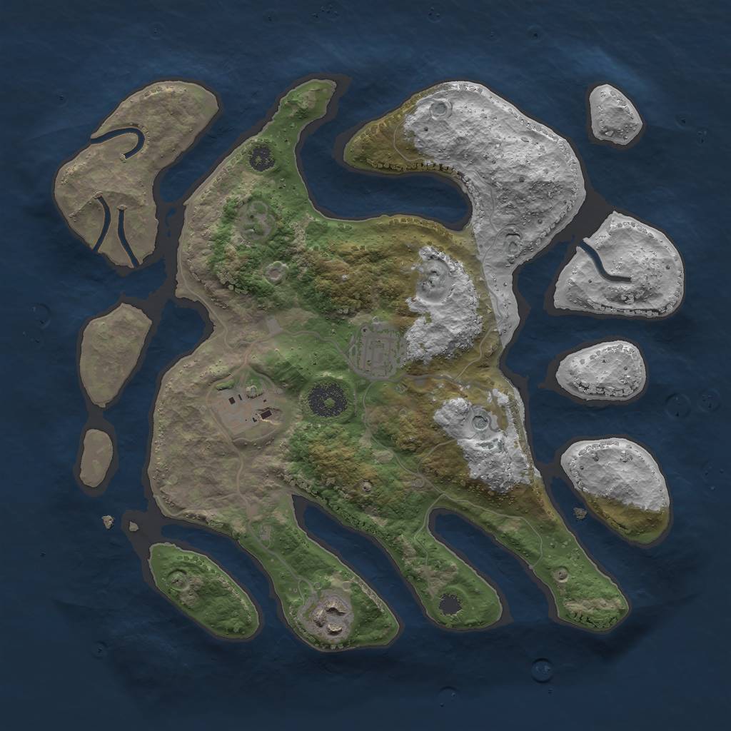 Rust Map: Procedural Map, Size: 3000, Seed: 131025, 6 Monuments