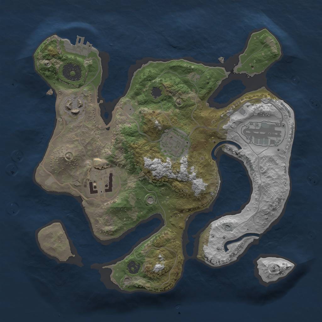 Rust Map: Procedural Map, Size: 2541, Seed: 710105027, 7 Monuments