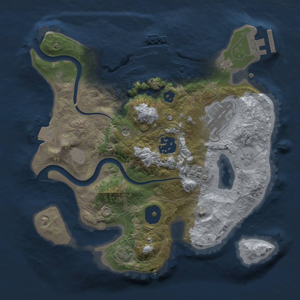 Rust Map: Procedural Map, Size: 2541, Seed: 710105027, 9 Monuments